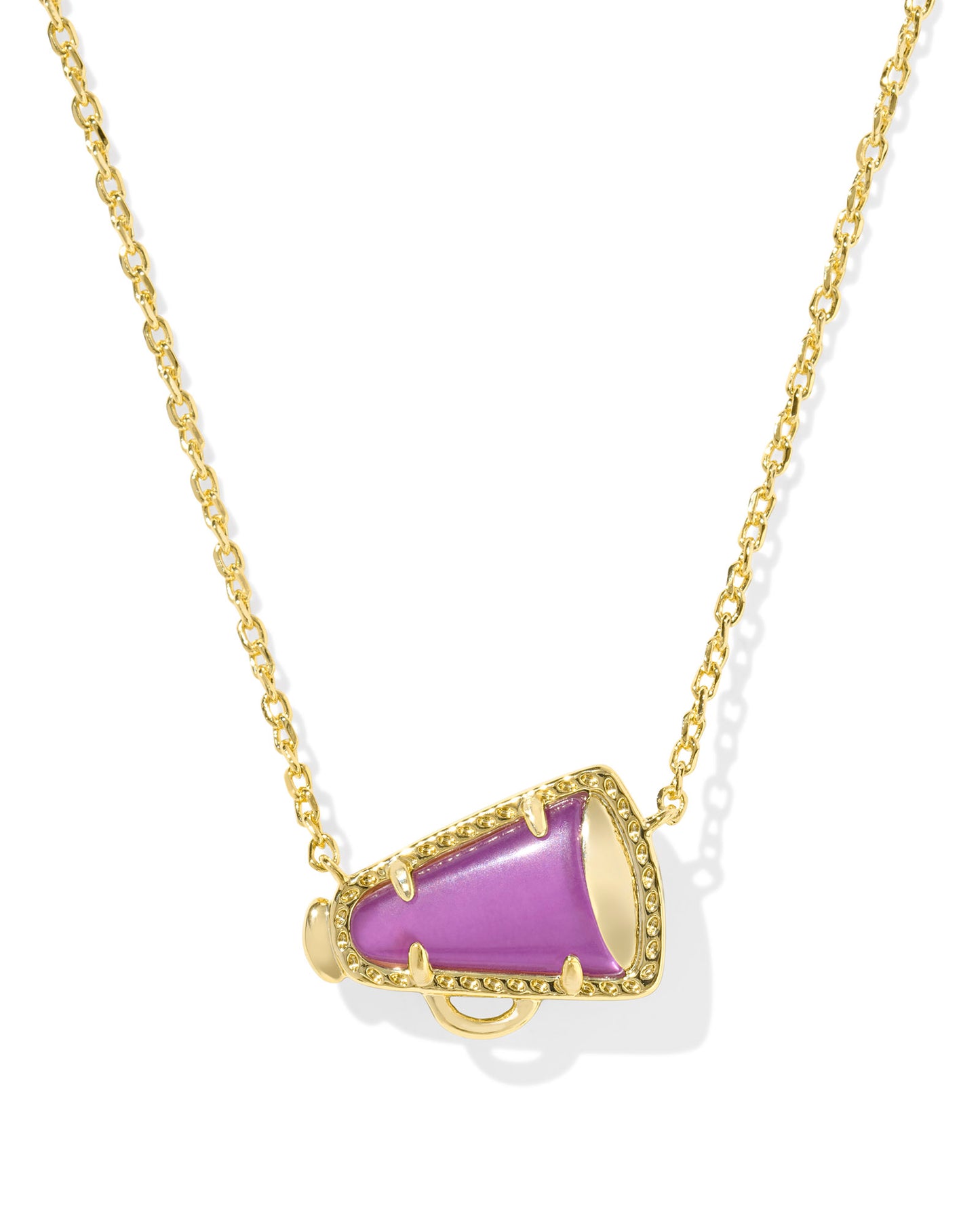 CHEER SHORT PENDANT NECKLACE GOLD PURPLE MOTHER OF PEARL