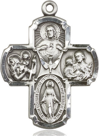 Extel Large Sterling Silver Traditional Catholic 5-Way Cross Pendant