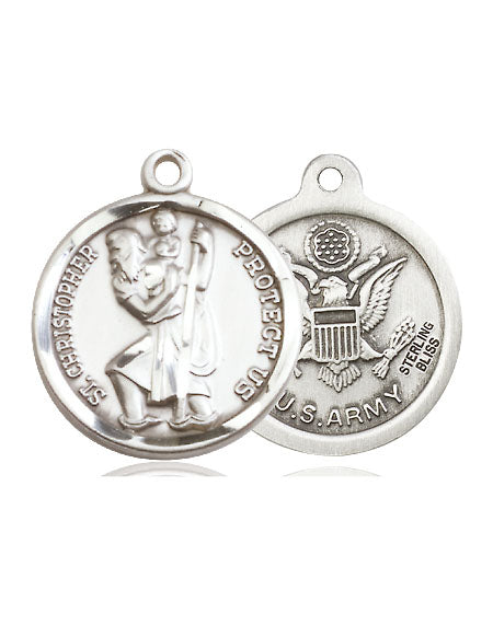 Extel Round Medium Pewter St Christopher Army Medal Made in USA