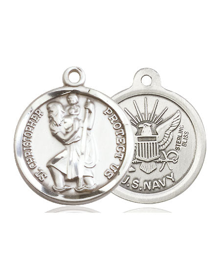 Extel Round Medium Pewter St Christopher Navy Medal Made in USA