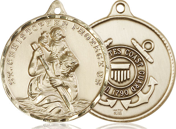 Extel Round Large 14kt Gold Filled St Christopher Medal USA