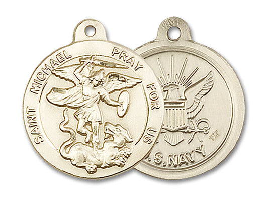 Extel Round Medium 14kt Gold Filled St Michael Navy Medal