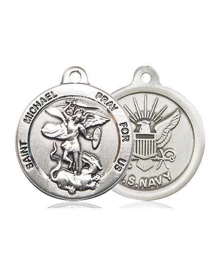 Extel Round Medium Pewter St Michael Navy Medal Made in USA