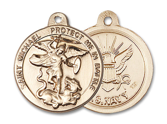 Extel Round Medium 14kt Gold Filled St Michael Navy Medal