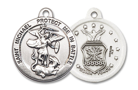 Extel Round Medium Sterling Silver St Michael Air Force Medal, Made in USA