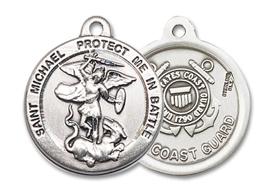 Extel Round Medium Sterling Silver St Michael Coast Guard Medal, Made in USA