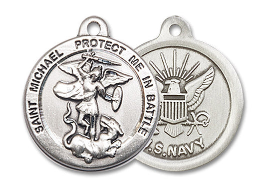 Extel Round Medium Sterling Silver St Michael Navy Medal, Made in USA