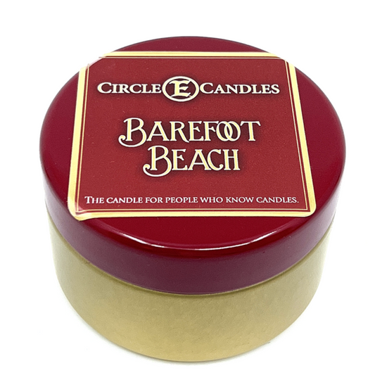 Circle E Candles, Barefoot Beach Scent, Extra Small Size Travel Tin Candle, 4oz, 1 Wick