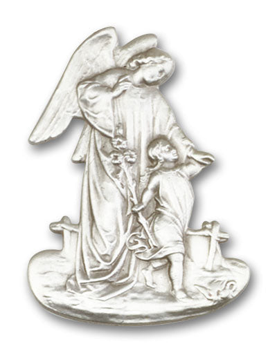 Guardian Angel Auto Sun Visor Clip Antique Silver Finish