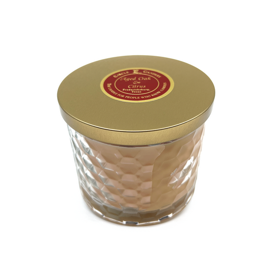 Circle E Candles, Aged Oak & Citrus Scent, Medium Size Jar Candle, 17oz, 2 Wicks