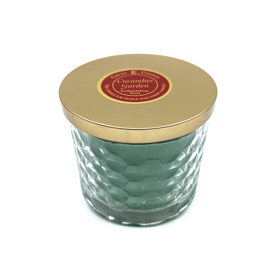 Circle E Candles, Cucumber Garden Scent, Medium Size Jar Candle, 17oz, 2 Wicks