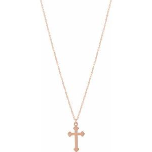 Extel Medium 14K Rose Gold Religious Cross Pendant Charm Necklace