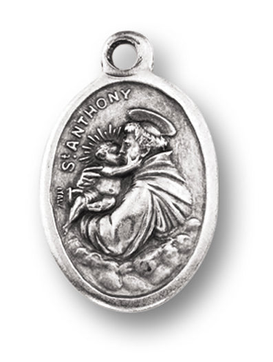 Small Oval Saint Anthony Silver Oxidized Medal Charm Pack of 5
