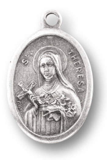 Small Oval Saint Teresa Silver Oxidized Medal Charm Pack