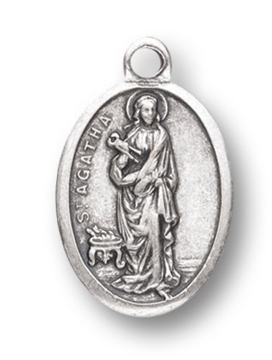 Small Oval Saint Agatha Pray for Us Medal Charm Pack of 5