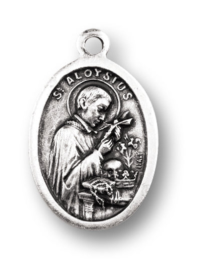 Small Oval Saint Aloysius Pray for Us Medal Charm Pack of 5