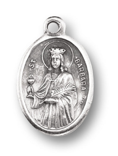 Small Oval Saint Barbara Pray for Us Silver Medal Pack of 5