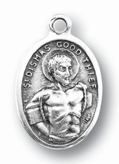 Small Oval Saint Dismas Silver Oxidized Medal Charm Pack of 5