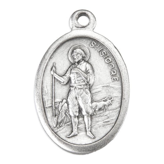 Small Oval St. Isidore Pray for Us Medal Charm Pack of 5