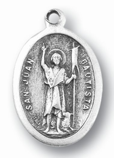 Small Oval Saint John the Baptist Silver Oxidized Medal Charm Pack of 5 Medals