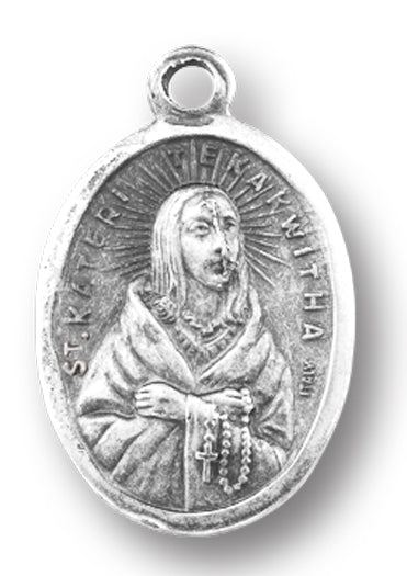 Small Oval Saint Kateri Tekakwitha Pray for Us Medal Pack of 5