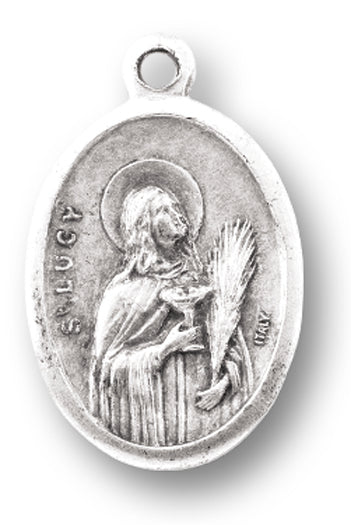 Small Oval Saint Lucy Pray for Us Medal Charm Pack of 5