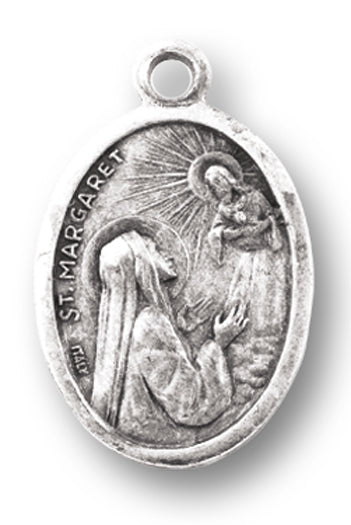 Small Oval Saint Margaret Silver Oxidized Medal Charm Pack of 5