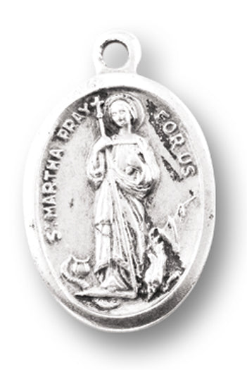 Small Oval Saint Martha Pray for Us Medal Charm Pack of 5