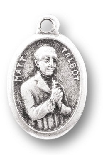 Small Oval Saint Matt Talbot Silver Oxidized Medal Charm Pack of 5 Medals