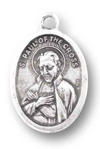 Small Oval Saint Paul of the Cross Silver Oxidized Medals Pack of 5