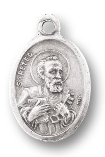 Small Oval Saint Peter and Saint Paul Silver Oxidized Medal Charm Pack of 5 Medals