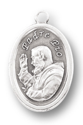 Small Oval Saint Padre Pio Pray for Us Medal Charm Pack of 5