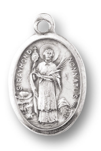 Small Oval Saint Raymond Silver Oxidized Medal Charm Pack of 5