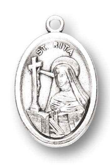 Small Oval Saint Rita Pray for Us Medal Charm Pack of 5