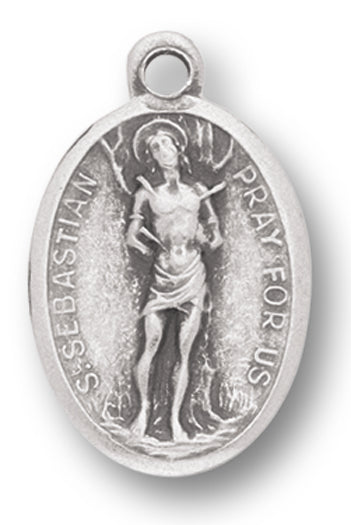 Small Oval Saint Sebastian Silver Medal Charm Pack of 5