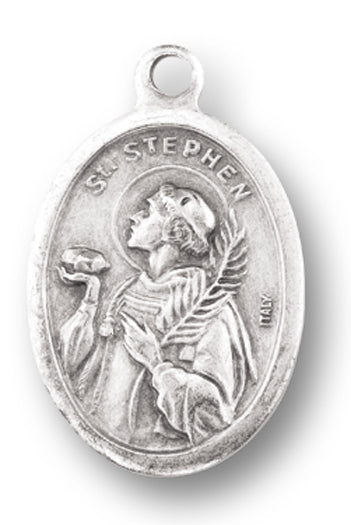 Small Oval Saint Stephen Pray for Us Medal Charm Pack of 5