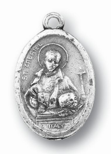 Small Oval St. Gabriel Passionist Silver Oxidized Medal Charm, Pack of 5 Medals