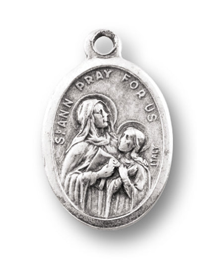 Small Oval Saint Anne Pray for Us Silver Medal Charm Pack