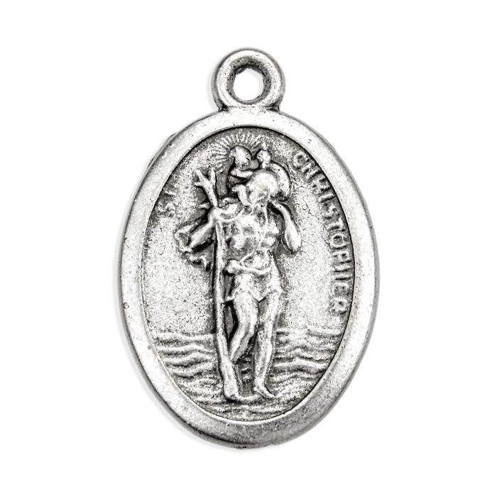 Small Oval Saint Christopher Transportation Pray for Us Medal Pack of 5