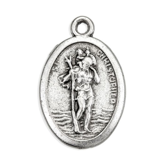 Small Oval Saint Christopher Transportation Pray for Us Medal Pack of 5