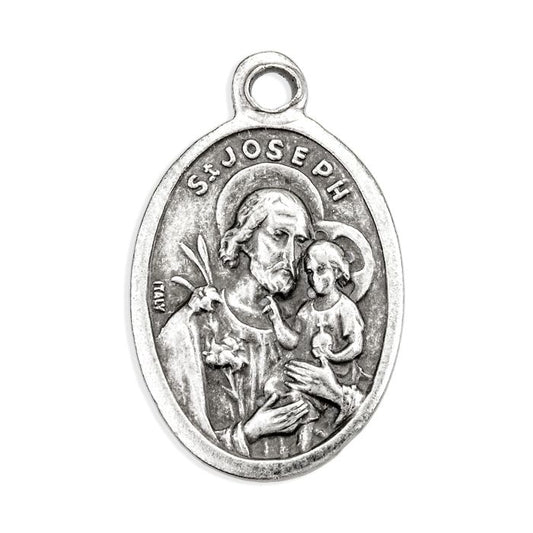Small Oval Saint Joseph Silver Oxidized Medal Charm Pack