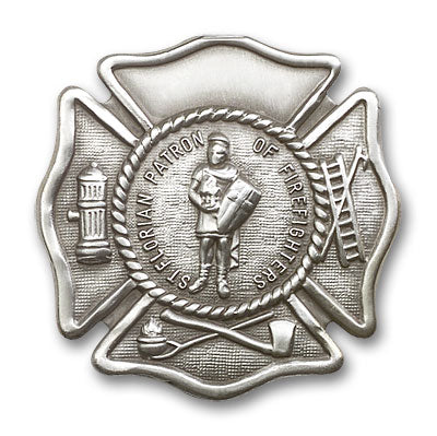St. Florian Auto Sun Visor Clip Antique Silver Finish USA