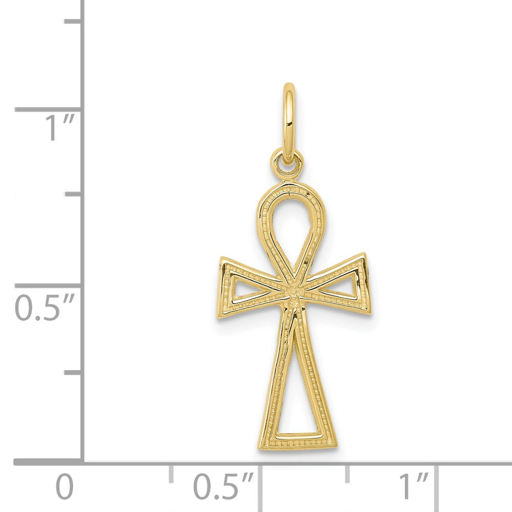 Extel Large 10k Gold Ankh Cross Charm Pendant, Made in USA
