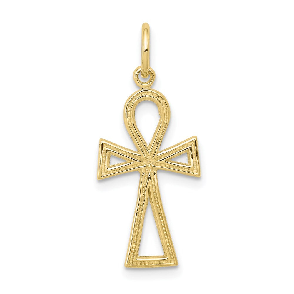Extel Large 10k Gold Ankh Cross Charm Pendant, Made in USA