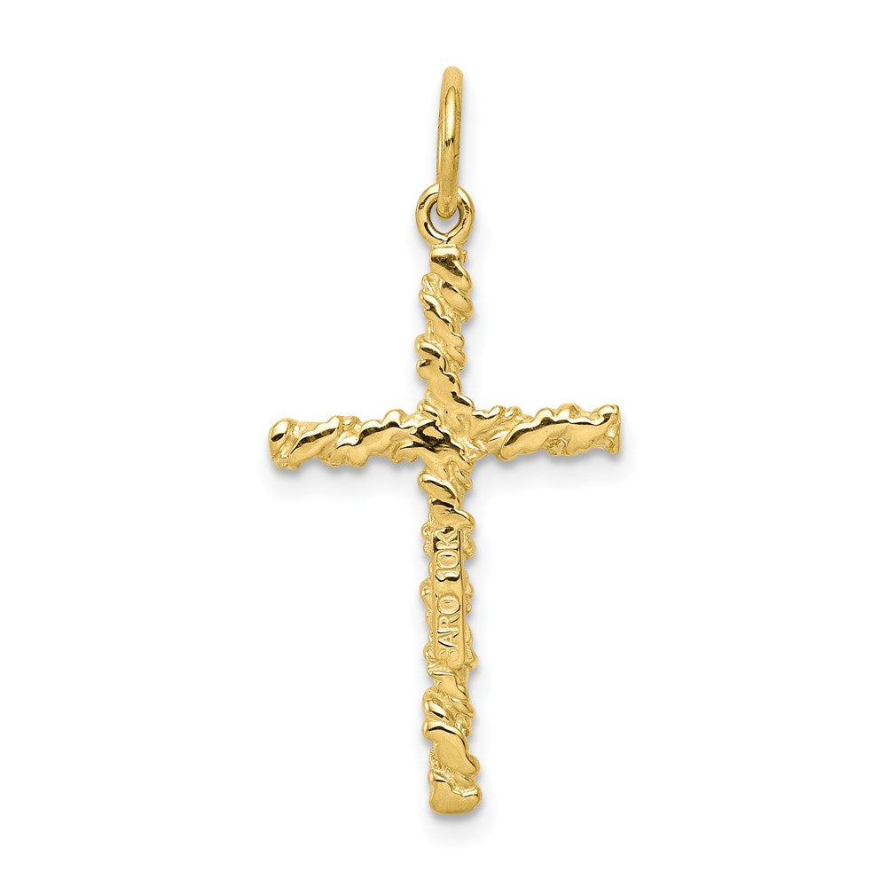 Extel Large 10k Gold Nugget Latin Cross Charm Made in USA
