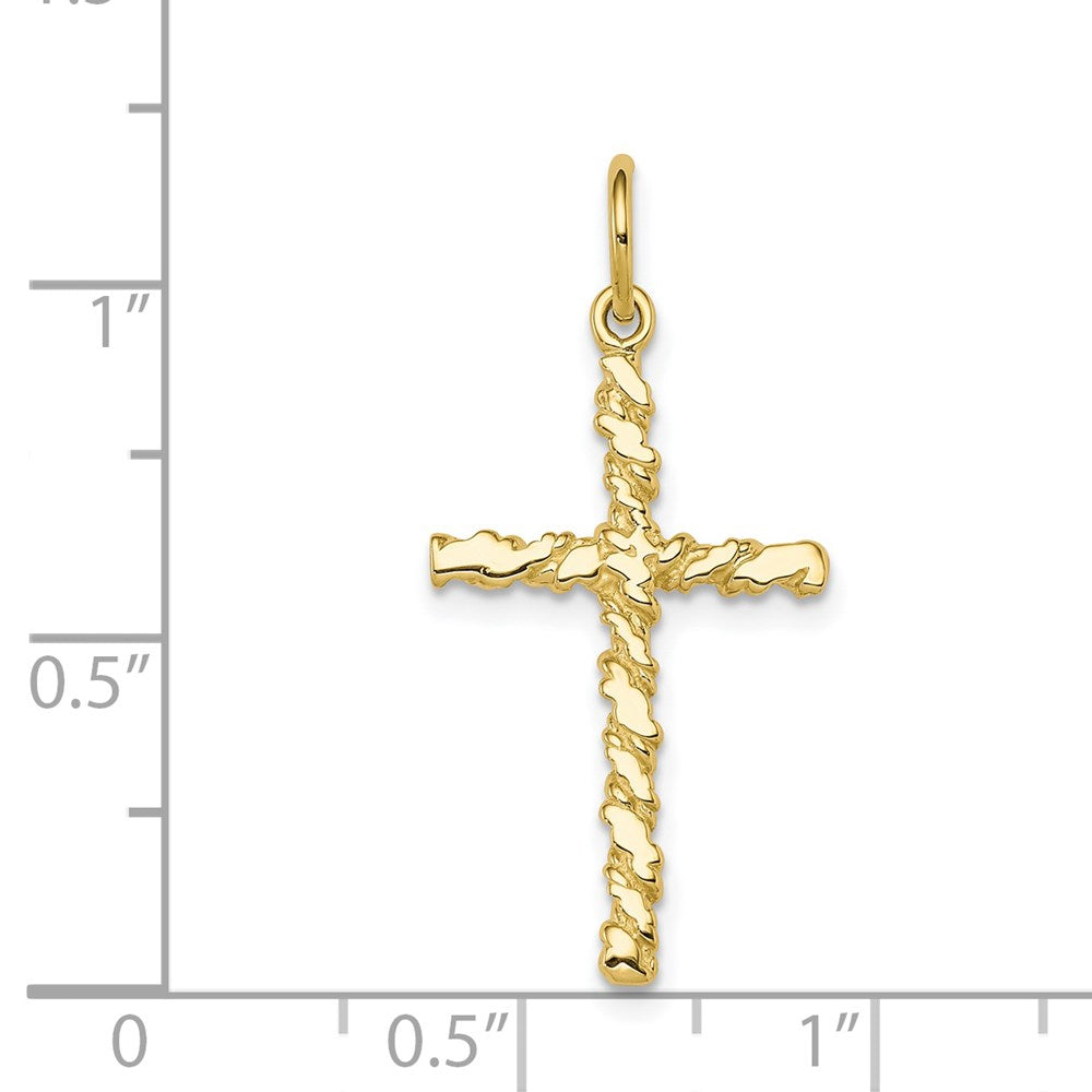 Extel Large 10k Gold Nugget Latin Cross Charm Made in USA