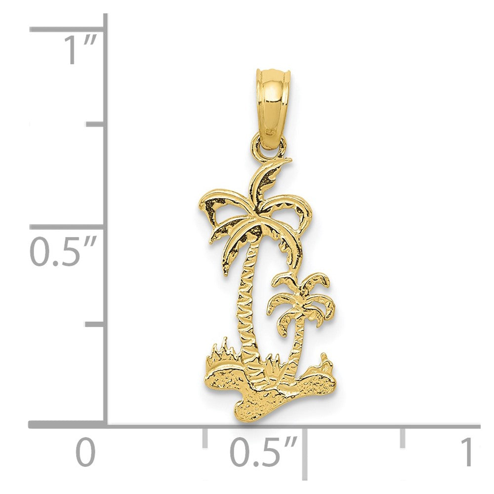 Extel Medium 10k Gold Double Palm Trees Pendant Made in USA