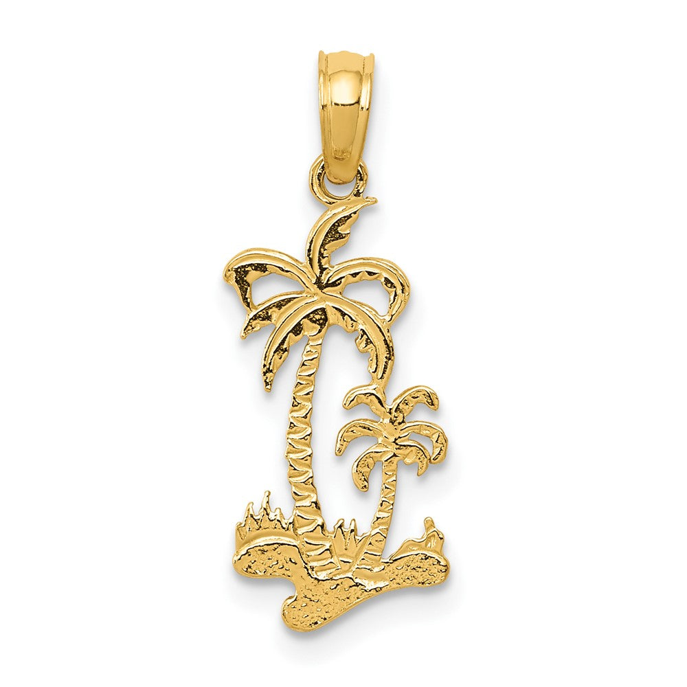 Extel Medium 10k Gold Double Palm Trees Pendant Made in USA