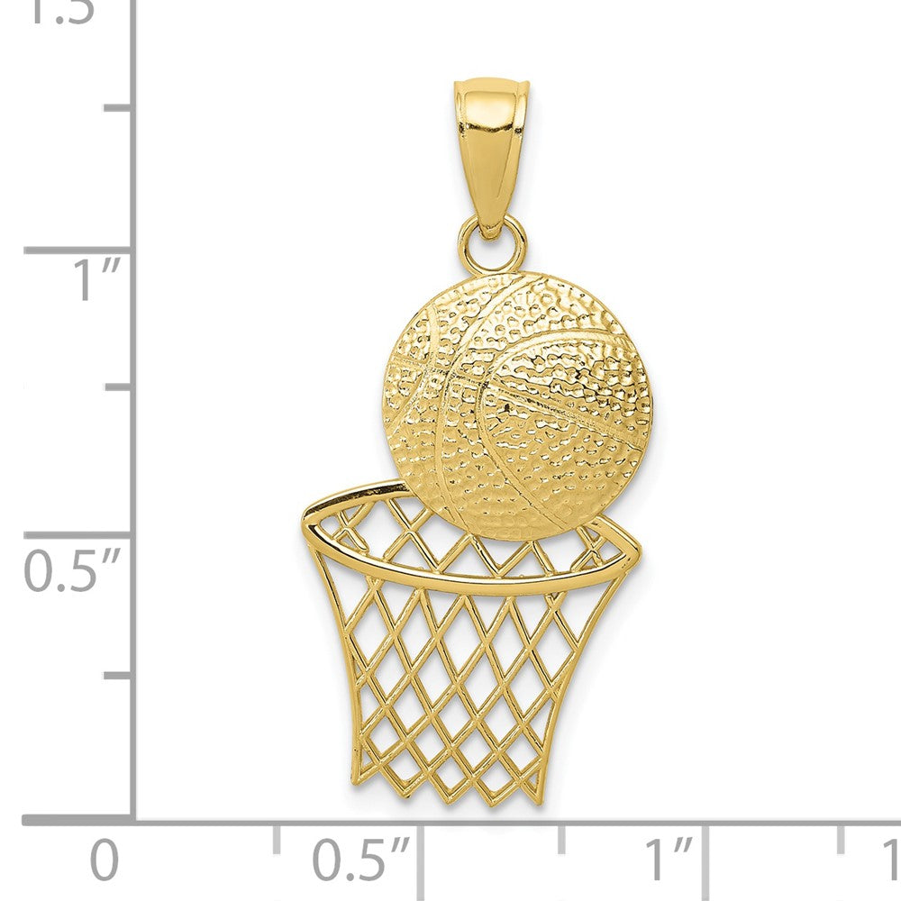 Extel Large 10k Gold Basketball & Net Pendant Made in USA