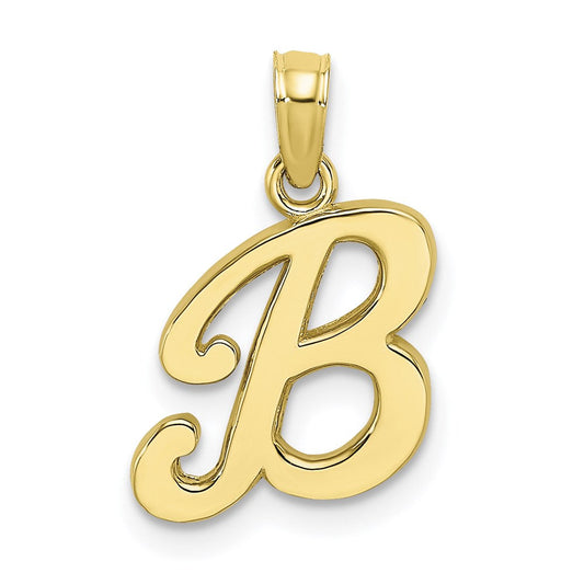 Extel Medium 10k Gold Polished B Script Initial Charm, Made in USA